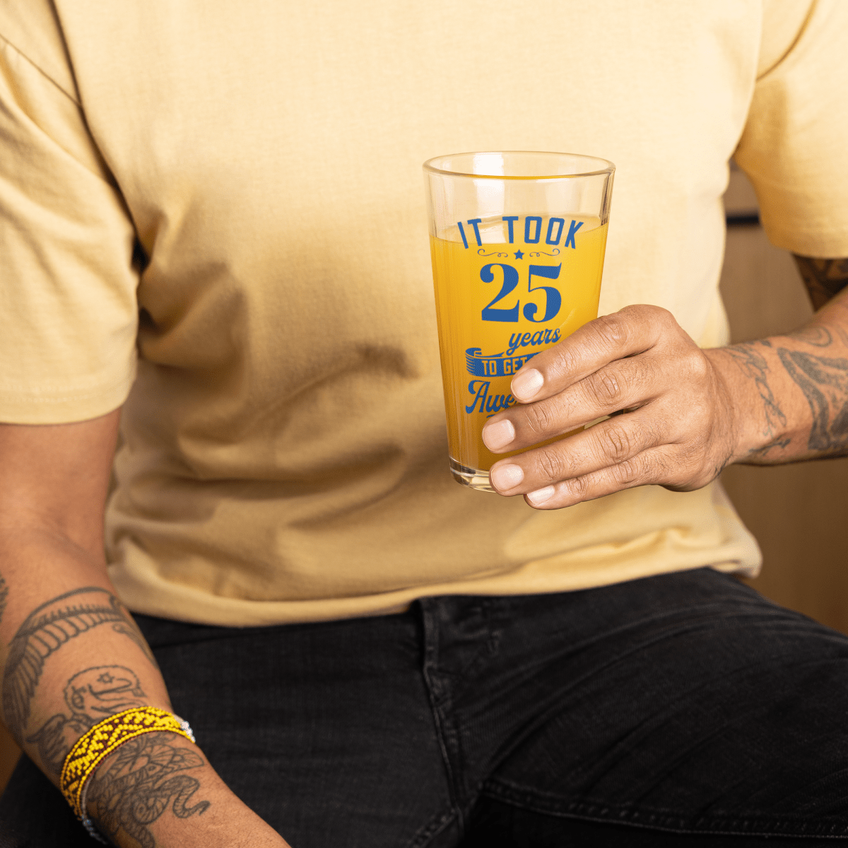 Unique Personalized Fun 25th Birthday Pint Glass Customized Gifts for Men by Groovy Guy