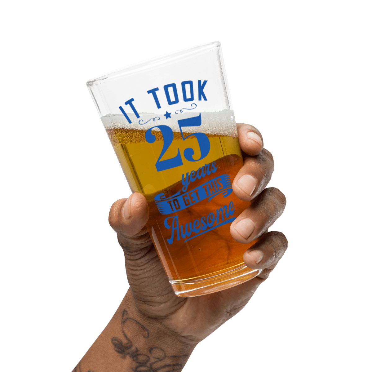 Unique Personalized Fun 25th Birthday Pint Glass Customized Gifts for Men by Groovy Guy