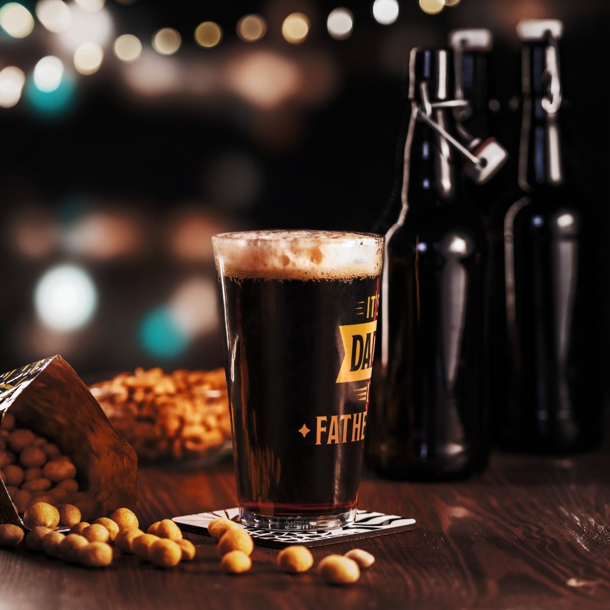 Unique Personalized Dad Bod Pint Glass Customized Beer Glasses Gifts for Men by Groovy Guy