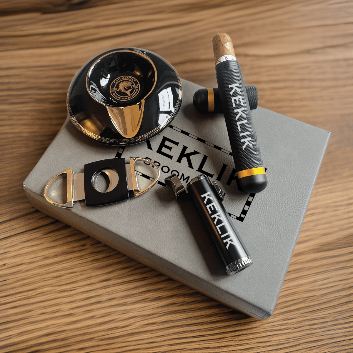 Unique Personalized Sir Stogie Set Customized Ashtray Gifts for Men by Groovy Guy