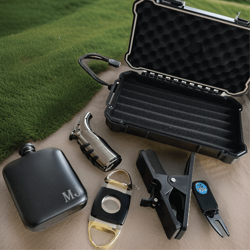 Unique Personalized Cigar Lovers Golf Gift Basket Customized Golf Accessory Sets Gifts for Men by Groovy Guy