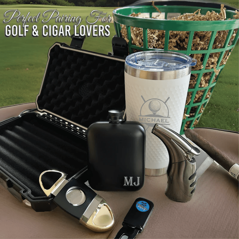 Unique Personalized Cigar Lovers Golf Gift Basket Customized Golf Accessory Sets Gifts for Men by Groovy Guy