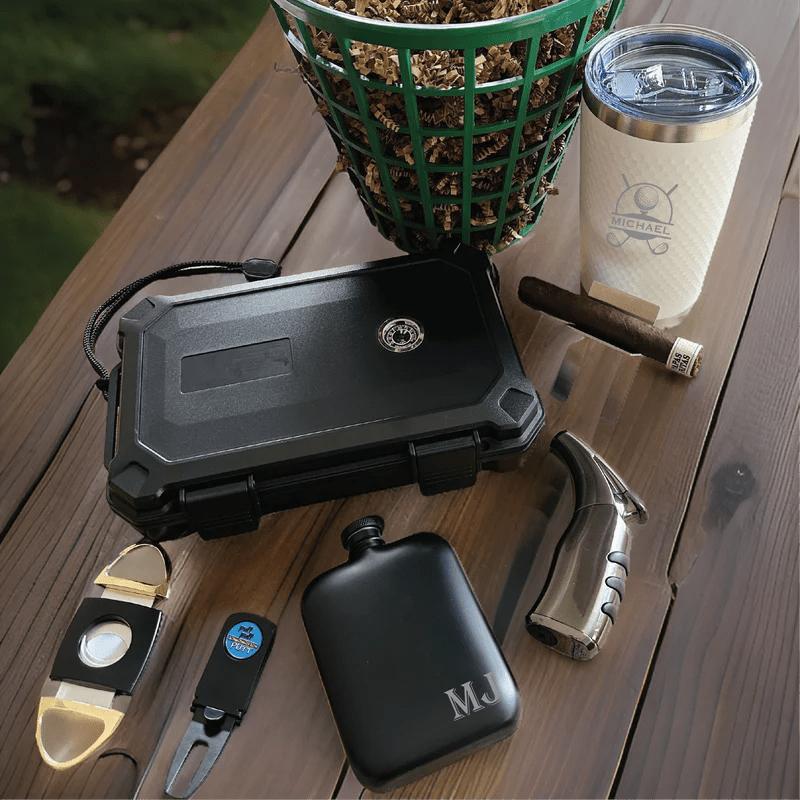 Unique Personalized Cigar Lovers Golf Gift Basket Customized Golf Accessory Sets Gifts for Men by Groovy Guy