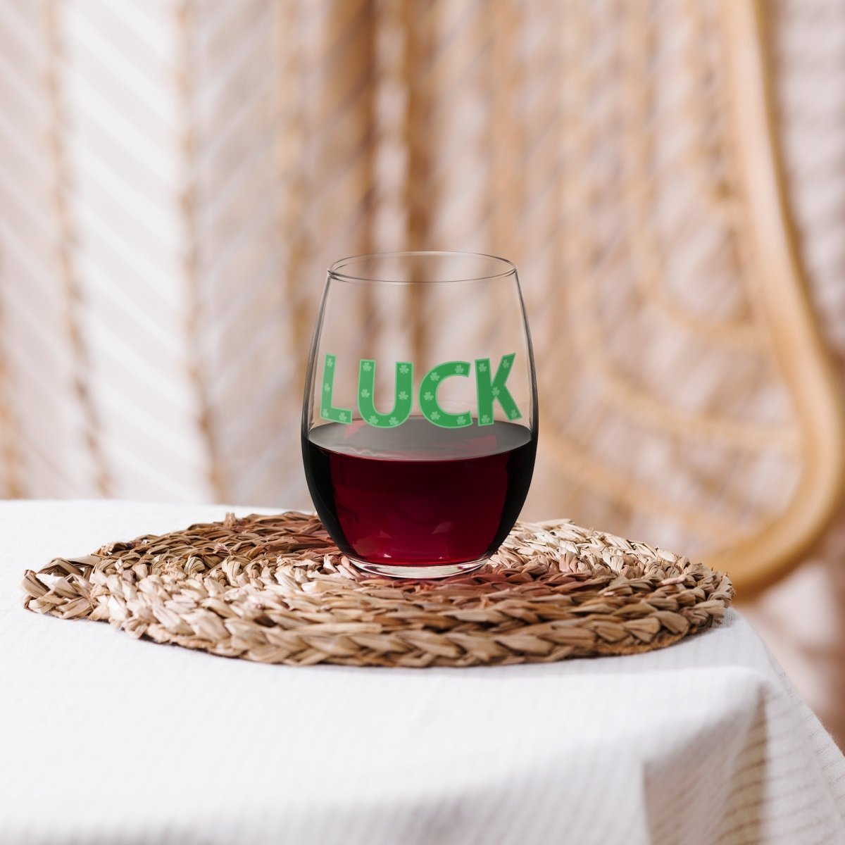 Unique Personalized Lucky Stemless Wine Glass Customized Gifts for Men by Groovy Guy