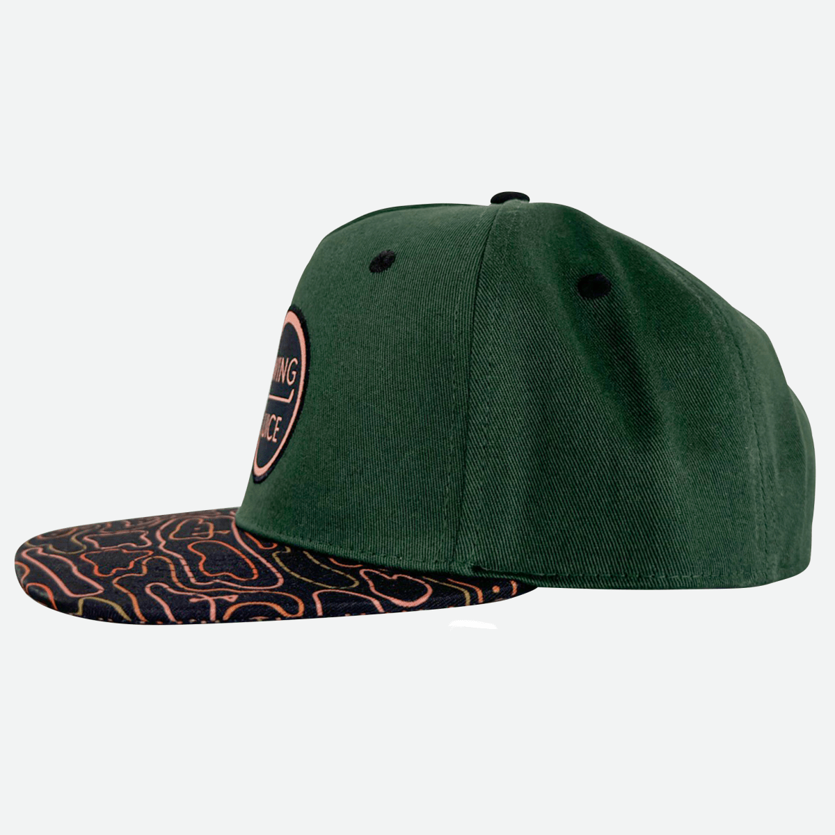 Unique Personalized Golf Retro Rhythmic Lines Unisex Snapback Hat Olive Customized Golf Gifts for Men by Groovy Guy