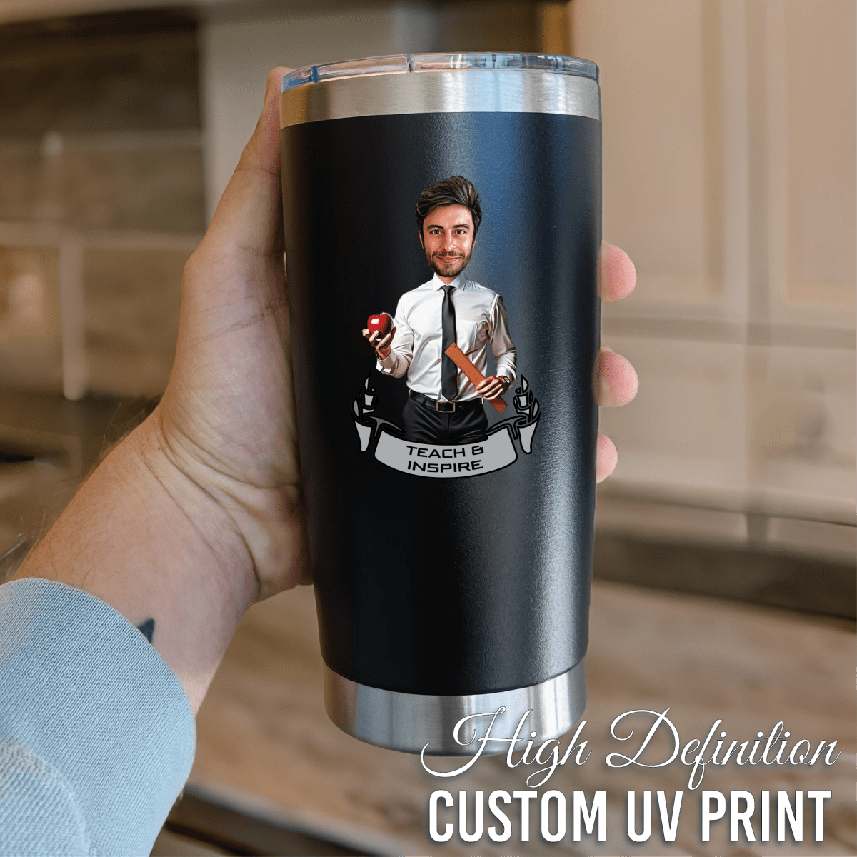 Unique Personalized A+ Teacher Tumbler Customized Gifts for Men by Groovy Guy