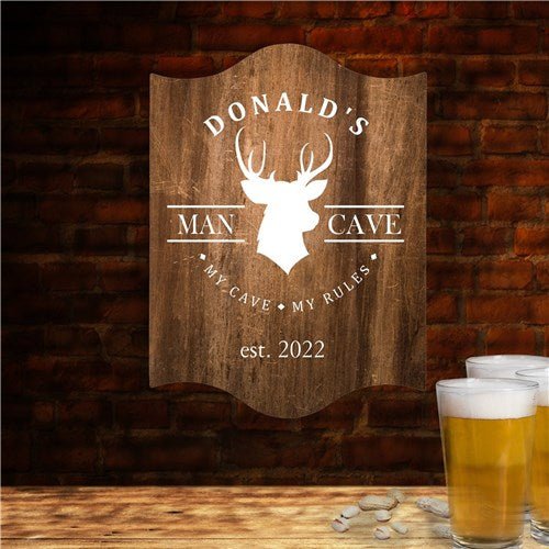 Unique Personalized Personalized Deer Head Wall Sign Customized Pub Signs Gifts for Men by Groovy Guy
