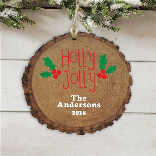 Unique Personalized Personalized Holly Jolly Wood Ornament Customized Holiday Ornaments Gifts for Men by Groovy Guy