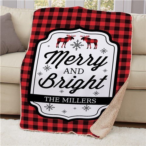 Unique Personalized Moose Christmas Blanket Customized Christmas Gifts for Men by Groovy Guy