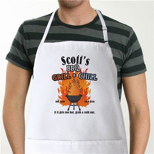 Unique Personalized Grill & Chill Personalized Apron Customized Wearables Gifts for Men by Groovy Guy