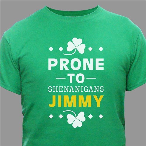 Unique Personalized Shenanigans Irish T-Shirt Customized Pub Signs Gifts for Men by Groovy Guy