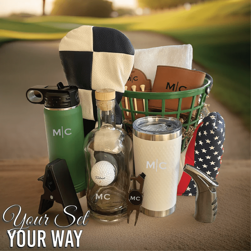 Unique Personalized Build Your Own Ultimate Golf Basket Customized Golf Towels Gifts for Men by Groovy Guy