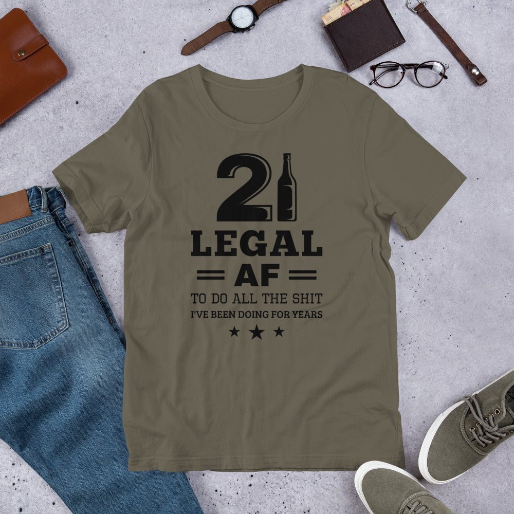 Unique Personalized Legal AF 21st Birthday Shirt Customized Gifts for Men by Groovy Guy