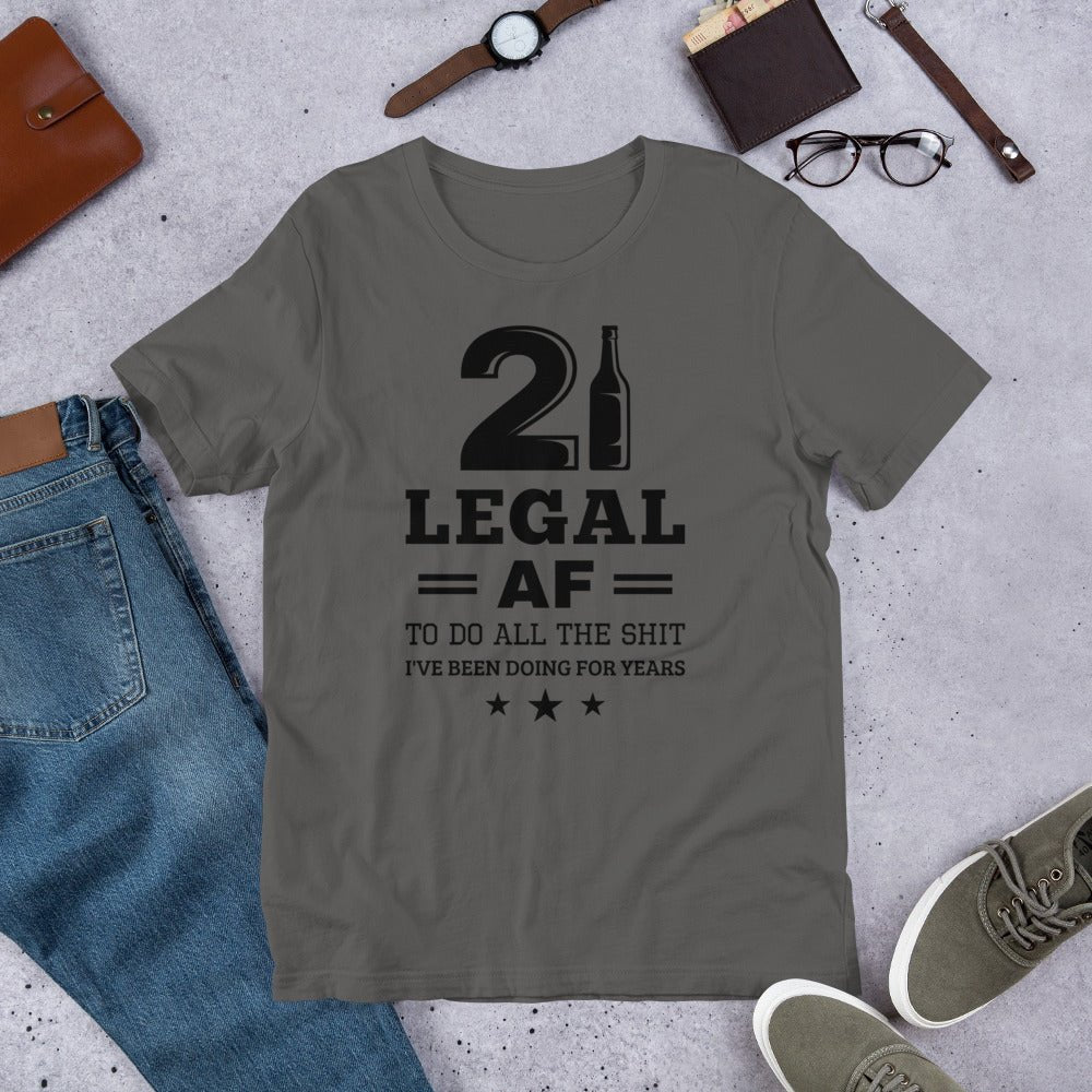 Unique Personalized Legal AF 21st Birthday Shirt Customized Gifts for Men by Groovy Guy