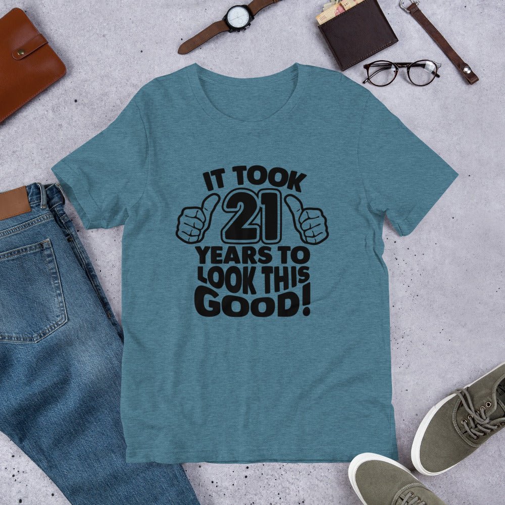 Unique Personalized 21 & Looking Good Shirt Customized Gifts for Men by Groovy Guy