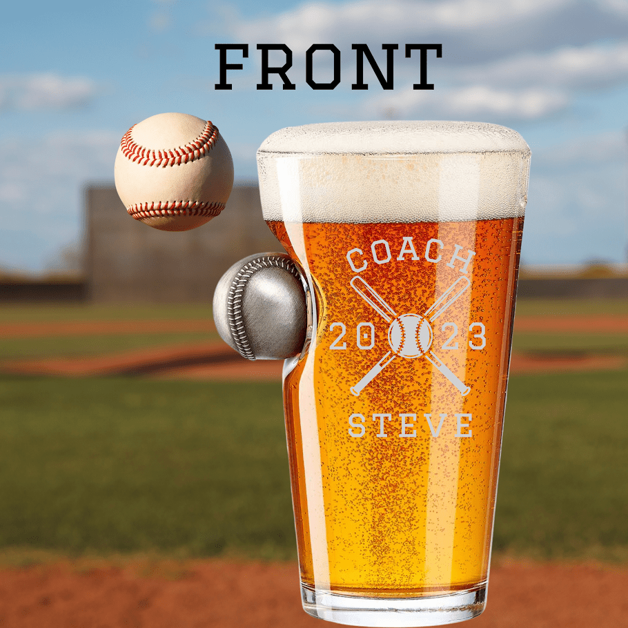 Unique Personalized Baseball Coach Tribute Glass Customized Baseball Gifts for Men by Groovy Guy