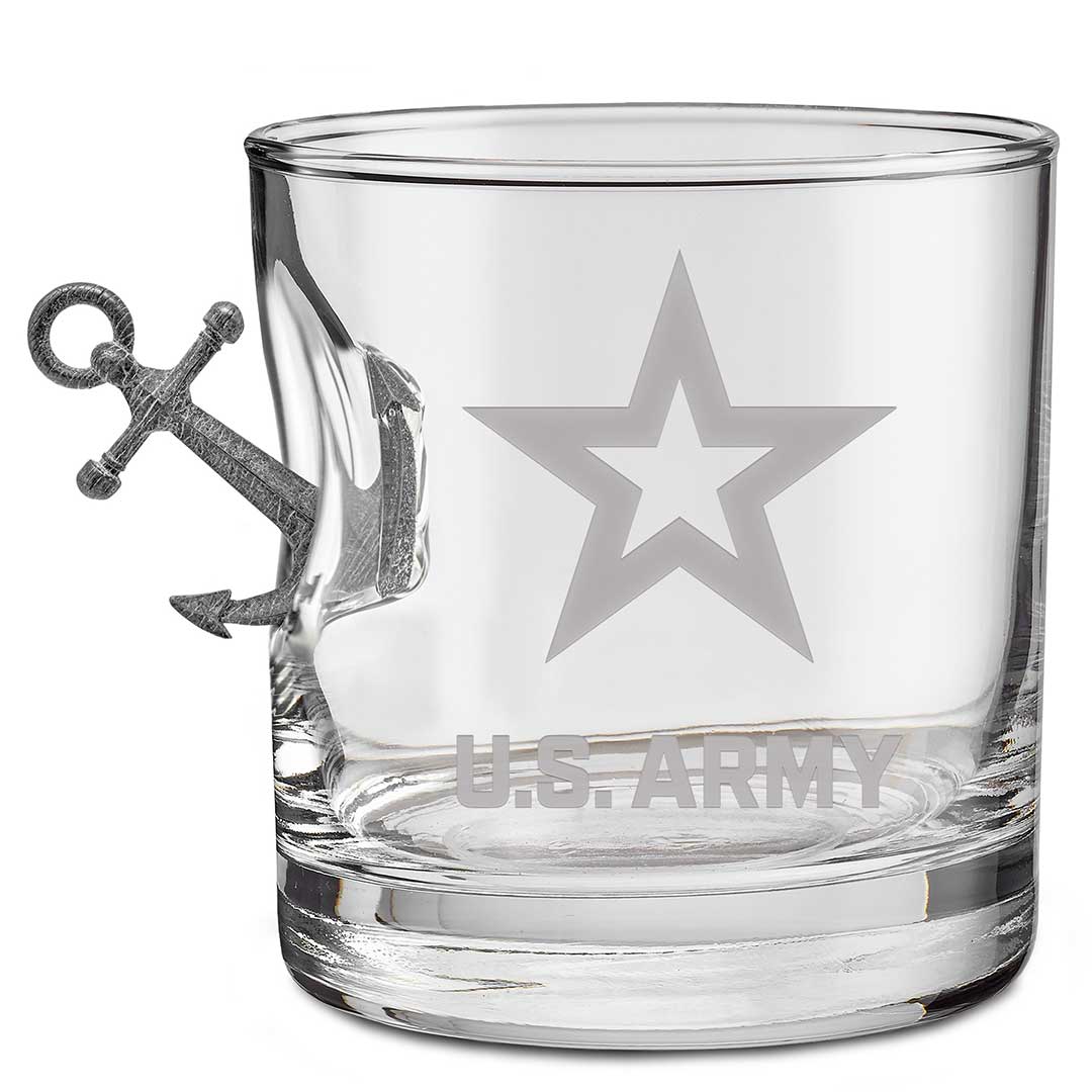 Unique Personalized US Military Bar Glasses Customized Handmade Glass Gifts for Men by Groovy Guy