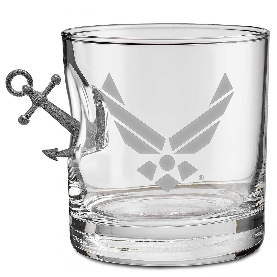 Unique Personalized US Military Bar Glasses Customized Handmade Glass Gifts for Men by Groovy Guy