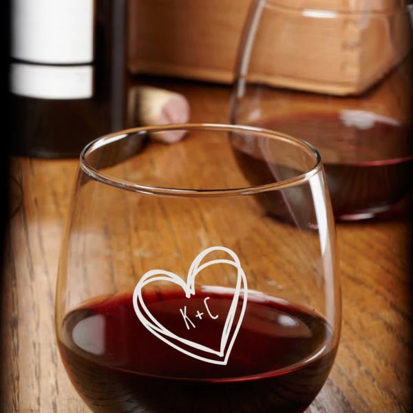 Unique Personalized Stemless Wine Glass (Set of 2) Customized Gifts for Men by Groovy Guy