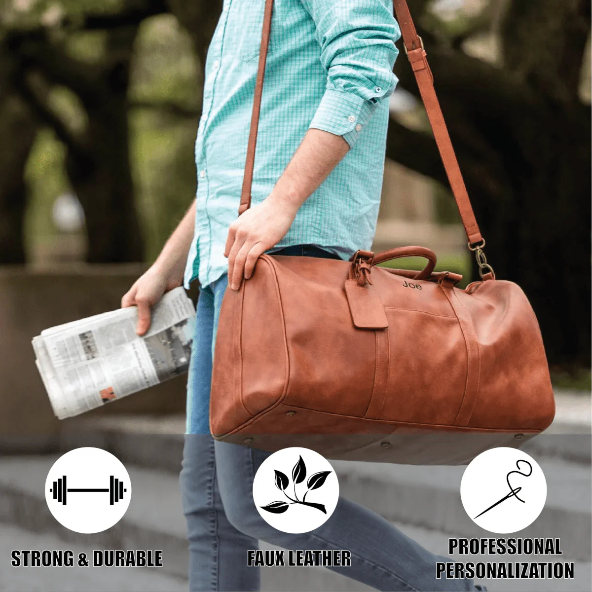 Personalized Vegan Leather Duffle Bag