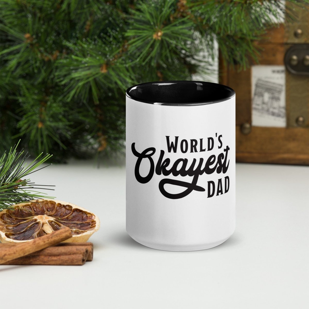 Unique Personalized World's Okayest Dad Coffee Mug Customized Coffee & Tea Cups Gifts for Men by Groovy Guy