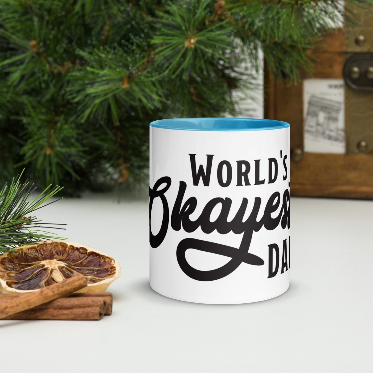 Unique Personalized World's Okayest Dad Coffee Mug Customized Coffee & Tea Cups Gifts for Men by Groovy Guy