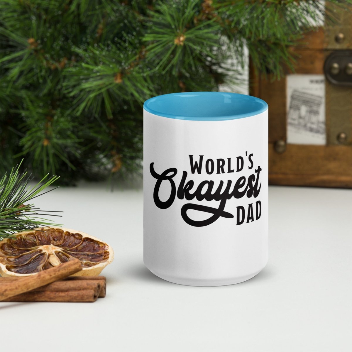 Unique Personalized World's Okayest Dad Coffee Mug Customized Coffee & Tea Cups Gifts for Men by Groovy Guy