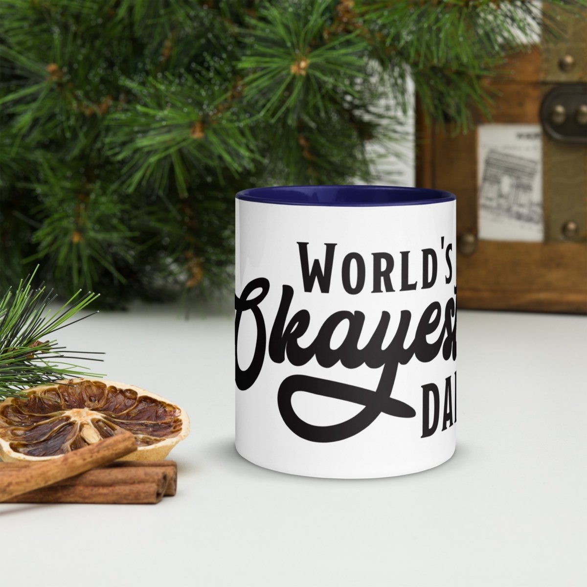 Unique Personalized World's Okayest Dad Coffee Mug Customized Coffee & Tea Cups Gifts for Men by Groovy Guy