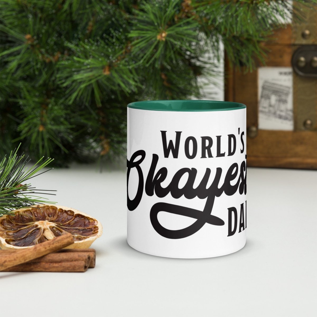 Unique Personalized World's Okayest Dad Coffee Mug Customized Coffee & Tea Cups Gifts for Men by Groovy Guy