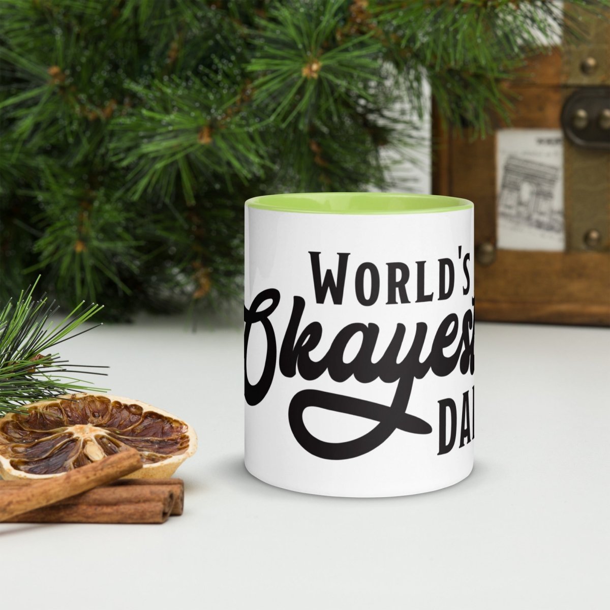 Unique Personalized World's Okayest Dad Coffee Mug Customized Coffee & Tea Cups Gifts for Men by Groovy Guy