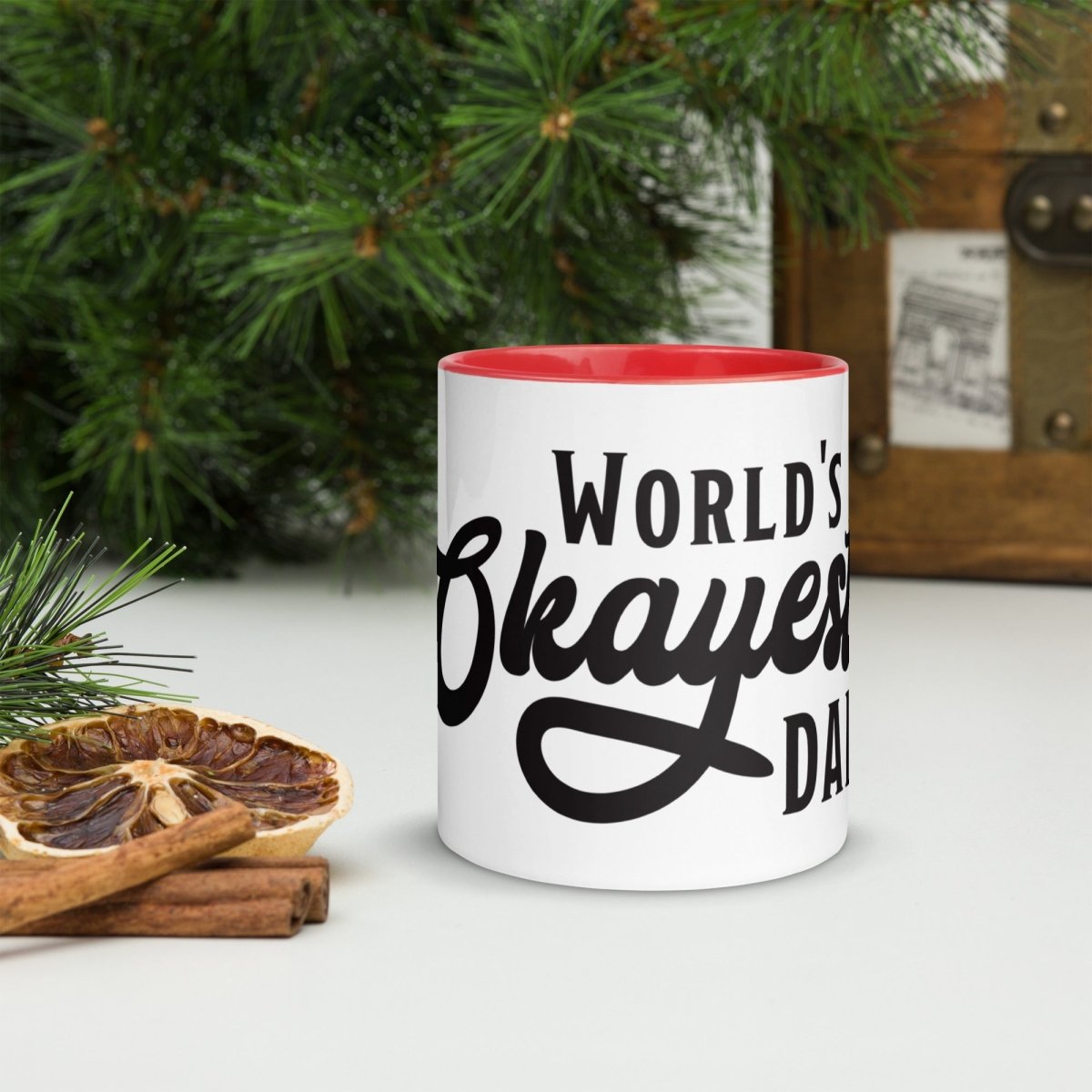 Unique Personalized World's Okayest Dad Coffee Mug Customized Coffee & Tea Cups Gifts for Men by Groovy Guy