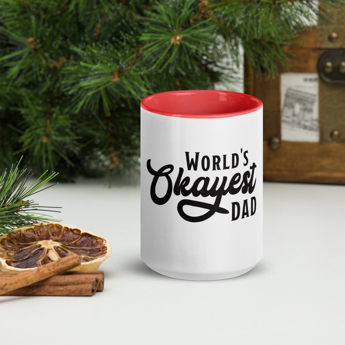 Unique Personalized World's Okayest Dad Coffee Mug Customized Coffee & Tea Cups Gifts for Men by Groovy Guy