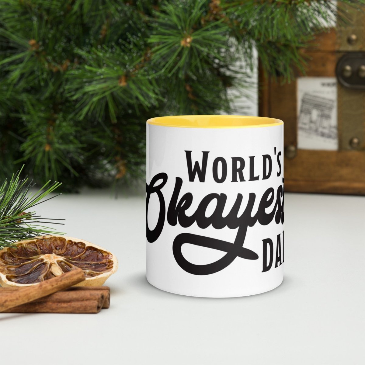 Unique Personalized World's Okayest Dad Coffee Mug Customized Coffee & Tea Cups Gifts for Men by Groovy Guy