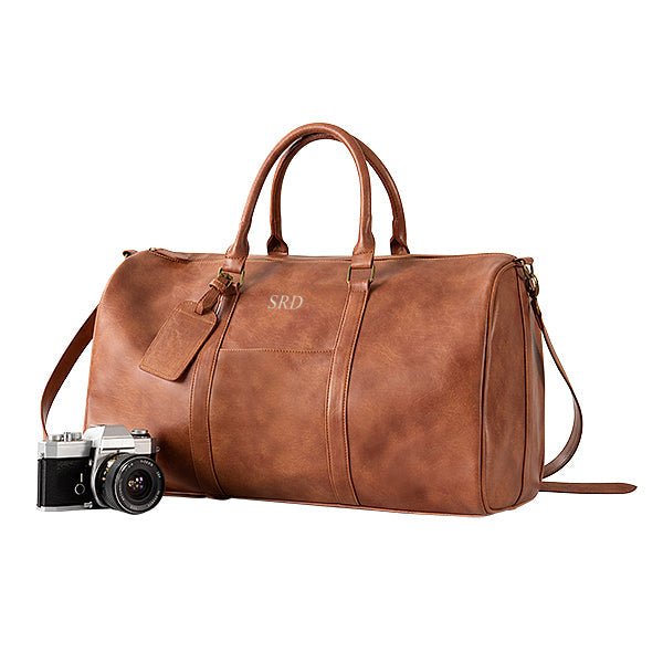 Unique Personalized Sentimental Vegan Leather Duffle Bag Customized Graduation Gifts for Men by Groovy Guy