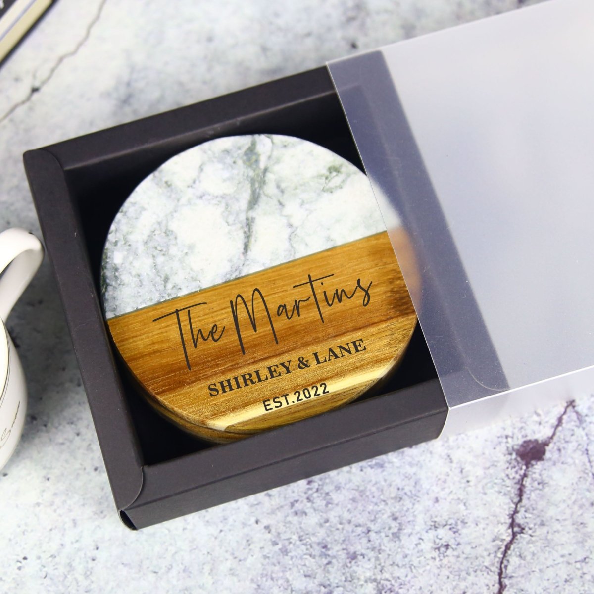 Unique Personalized Stained & Marbled Coaster Set Customized Coasters Gifts for Men by Groovy Guy