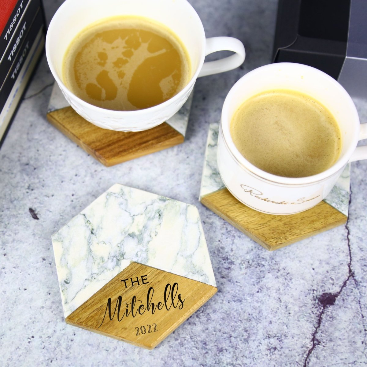 Unique Personalized Sleek Coaster Set Customized Coasters Gifts for Men by Groovy Guy