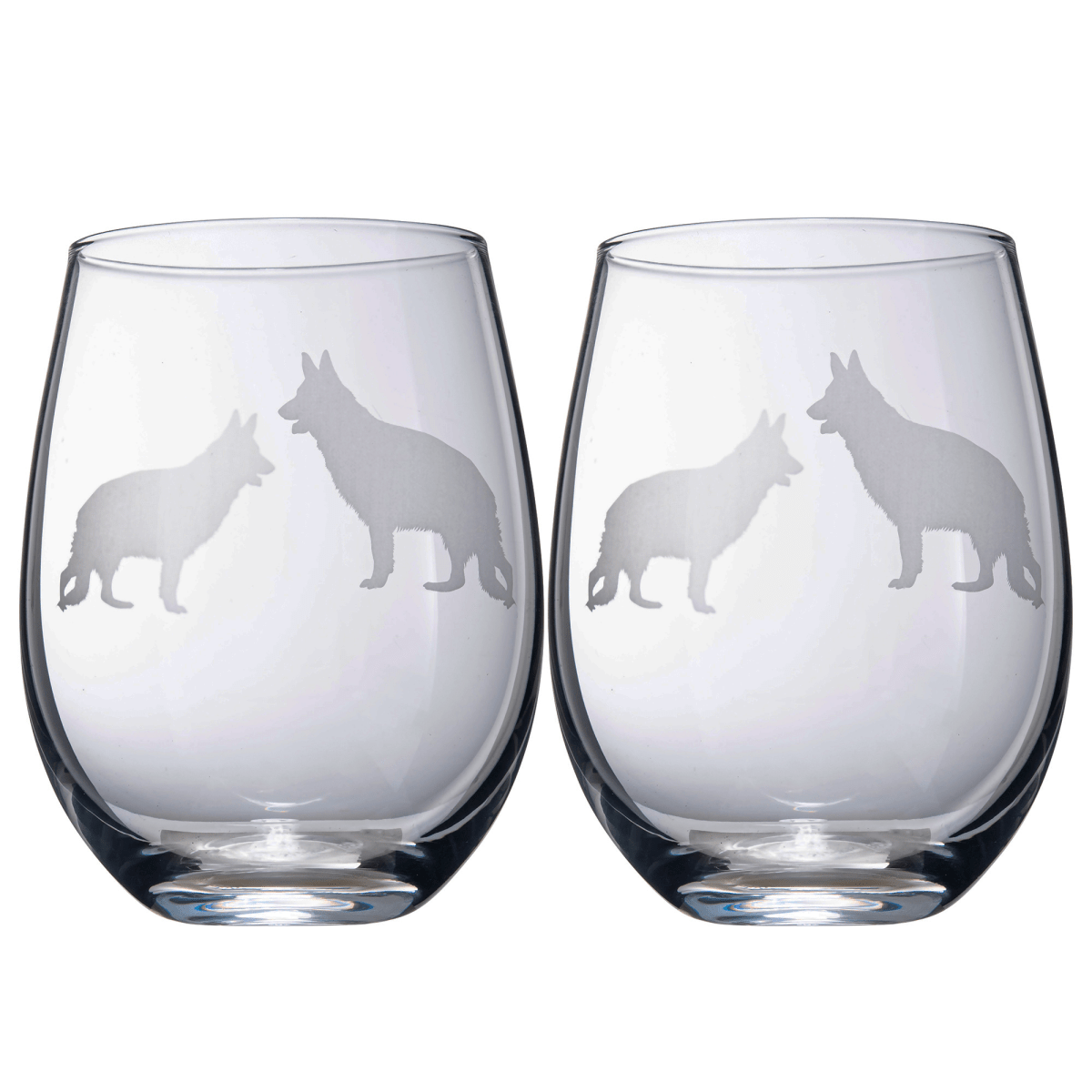 Unique Personalized German Shepherd Stemless Wine Glasses Set Customized Wine Glass Gifts for Men by Groovy Guy