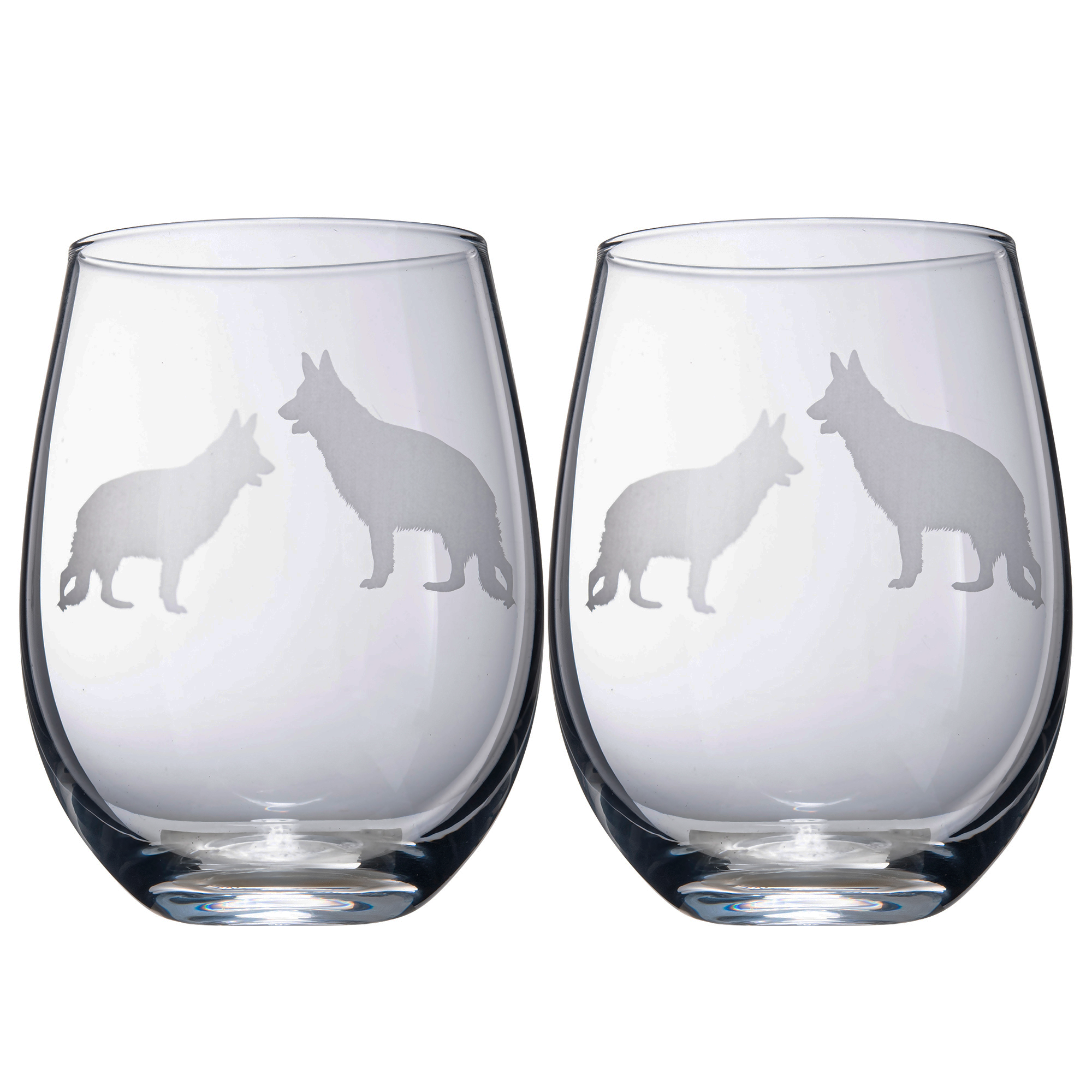 German Shepherd Stemless Wine Glasses Set
