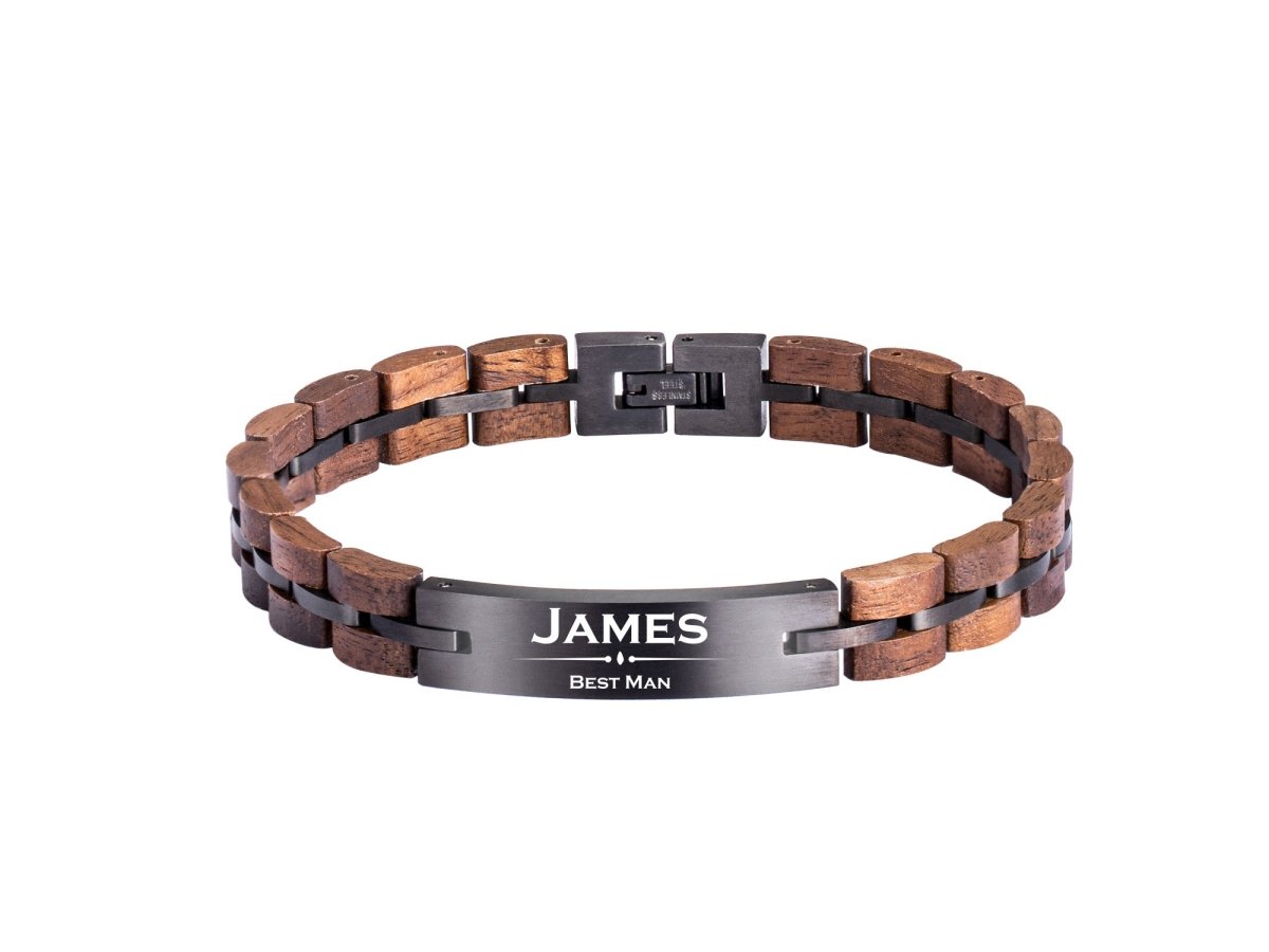 Unique Personalized Wooden Engraved Bracelet Customized Bracelet Gifts for Men by Groovy Guy