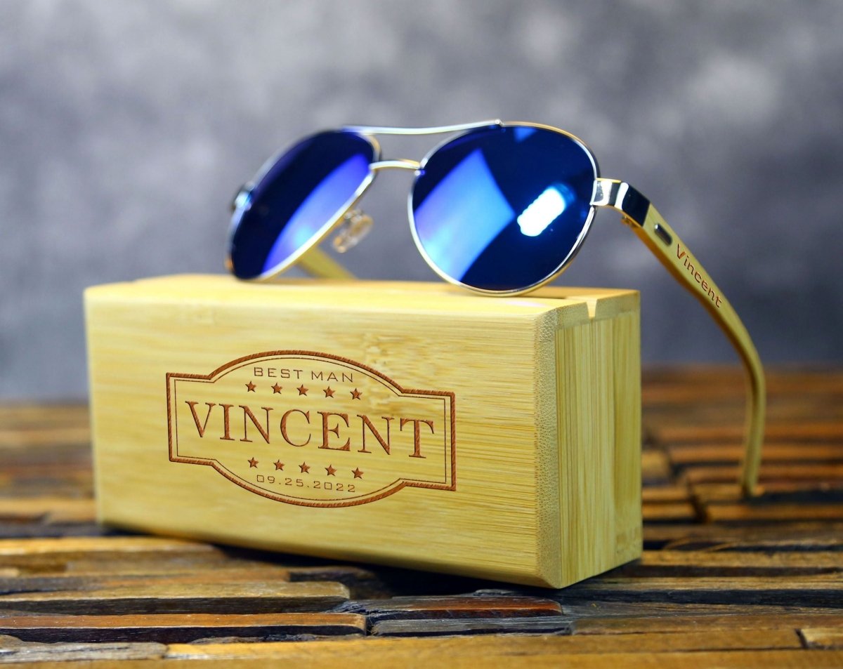 Unique Personalized Custom Blue Ice Sunglasses Customized Sunglasses Gifts for Men by Groovy Guy