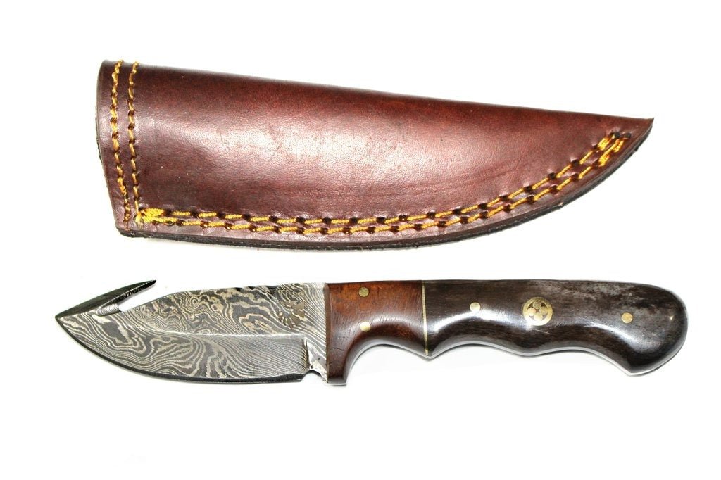 Unique Personalized Damascus Skinning Gut Hook Customized Damascus Knife Gifts for Men by Groovy Guy