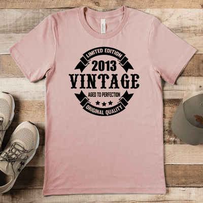 Mens Heather Peach T Shirt with 2013-Vintage design