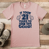 Mens Heather Peach T Shirt with 21-Years-And-Lookin-Good design