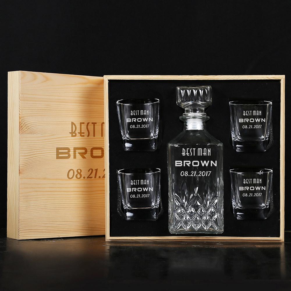 Custom Whiskey Box Gift Set Personalized, Decanter, Glasses – The