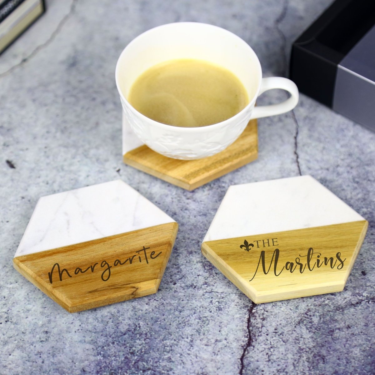 Unique Personalized Marble Coaster Set Customized Coasters Gifts for Men by Groovy Guy