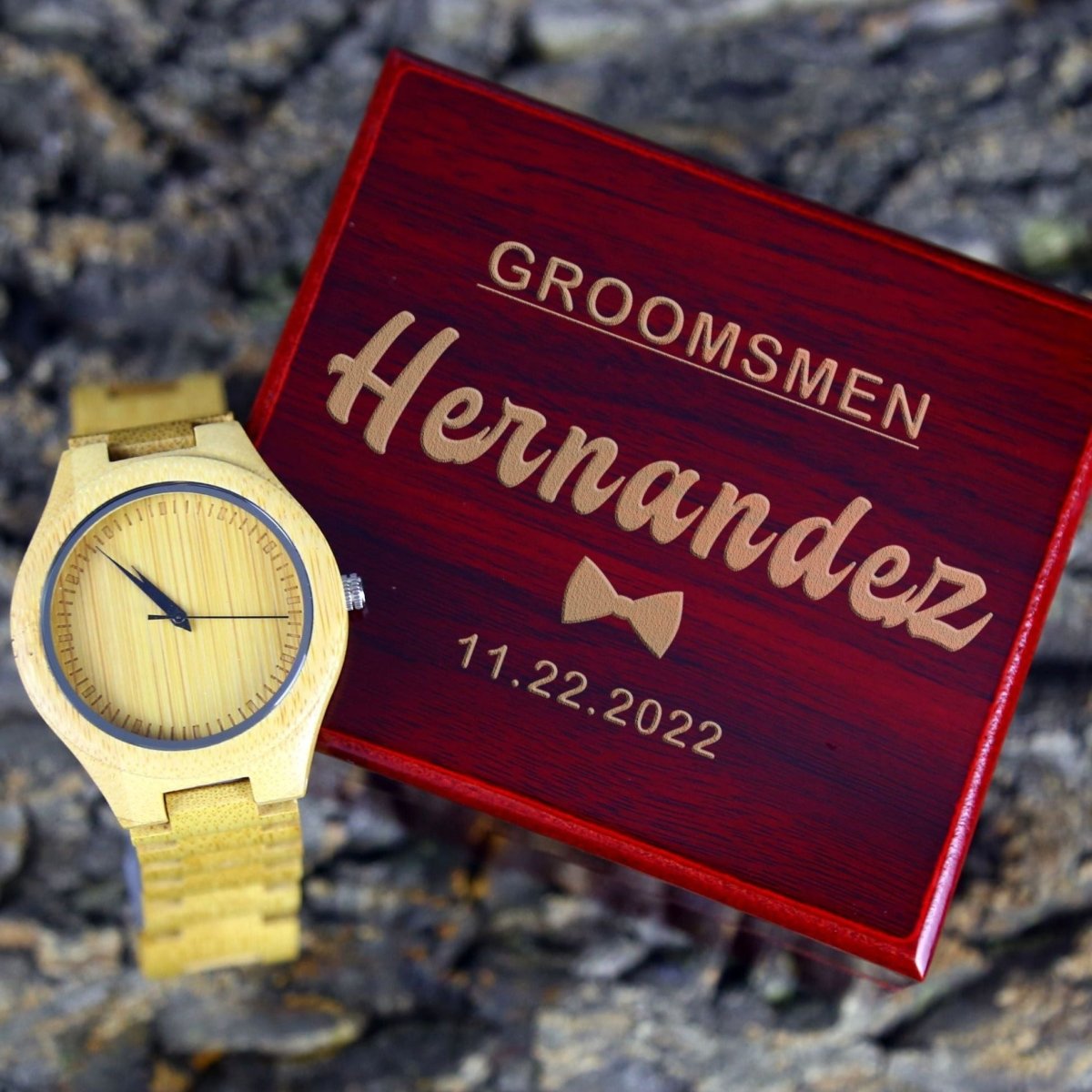 Unique Personalized Custom Bamboo Watch Customized Watches Gifts for Men by Groovy Guy
