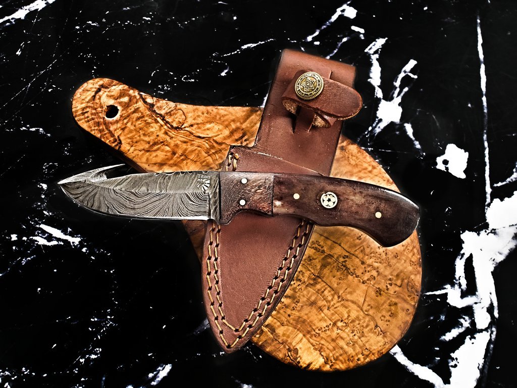 Unique Personalized Damascus Skinning Gut Hook Customized Damascus Knife Gifts for Men by Groovy Guy