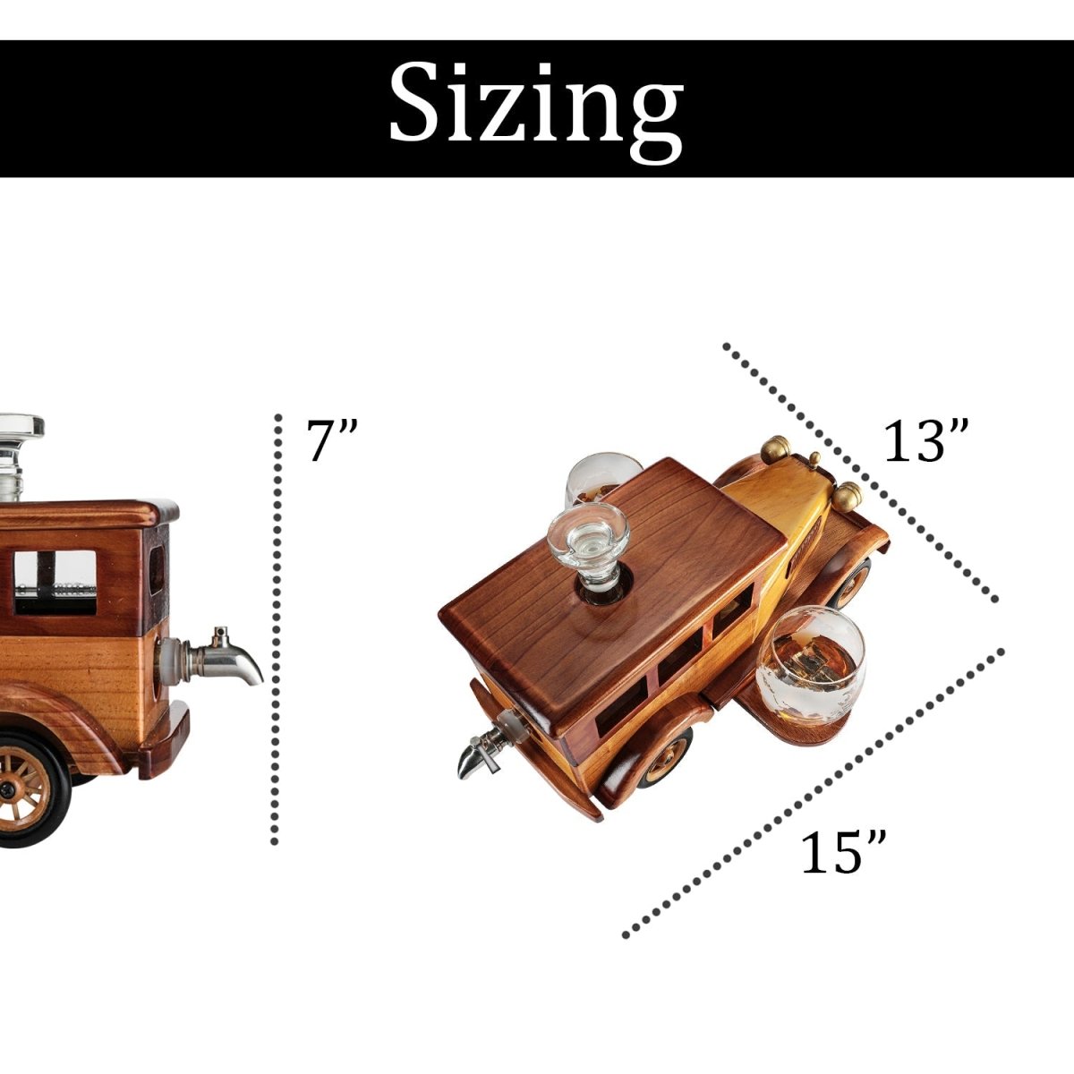 Unique Personalized Vintage Car Decanter and Glasses Set Customized Decanter Set Gifts for Men by Groovy Guy