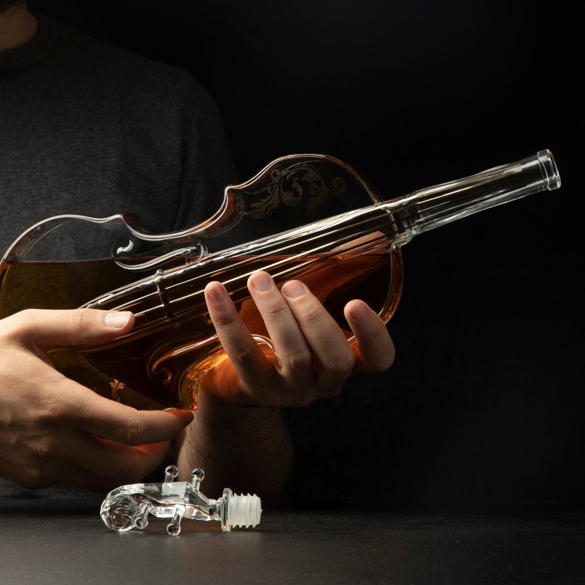 Unique Personalized Glass Violin Decanter Customized Gifts for Men by Groovy Guy