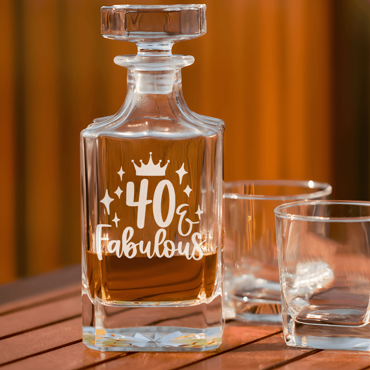 Birthday Whiskey Decanter With 40 And Fabulous Crown Design
